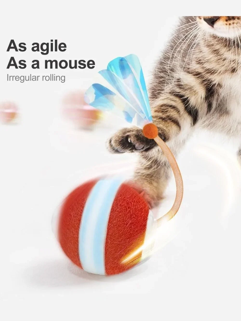 Cat Toy Bundle: Jkanti Interactive Ball & Rabbit Fur Catnip Kicker (NWT)
